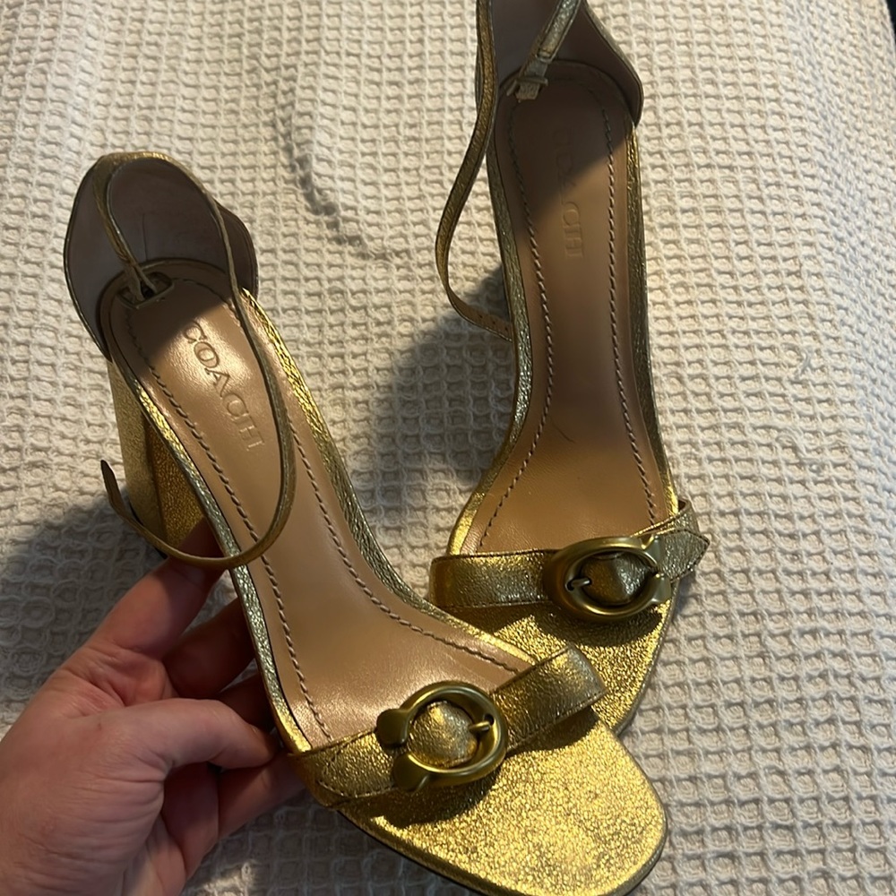Gold Coach Block Heel